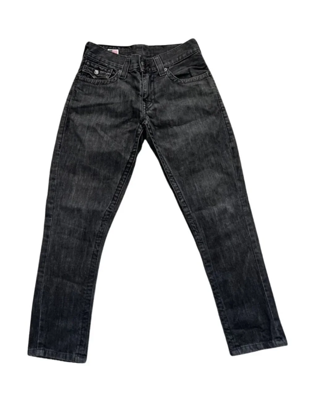 True Religion Men’s Ricky Straight Black Denim Jeans Flap Pockets - Size 34